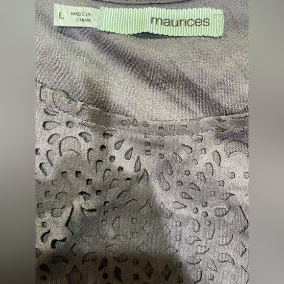 Maurices Faux Suede Cutout Sleeveless Blouse Blue Gray Size L Western Chic Boho - Picture 6 of 6